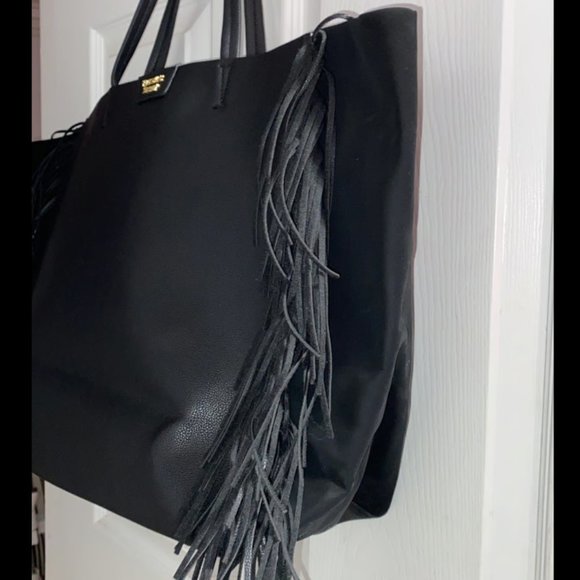 Victoria’s Secret faux leather black tote bag, shoulder bag, carrying travel bag - Picture 3 of 6